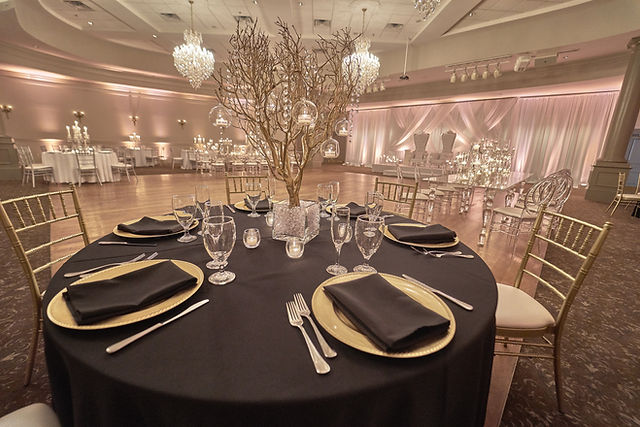 Wedding venue seating arrangement with tables and chairs in Atlanta